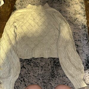 American Eagle Outfitters Cream Cowl Neck Sweater with Textured Knit